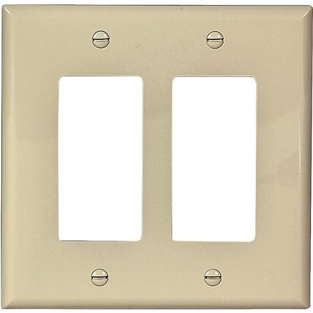EATON WIRING DEVICES Wallplate, 412 in L, 456 in W, 2 Gang, Polycarbonate, Ivory, HighGloss PJ262V